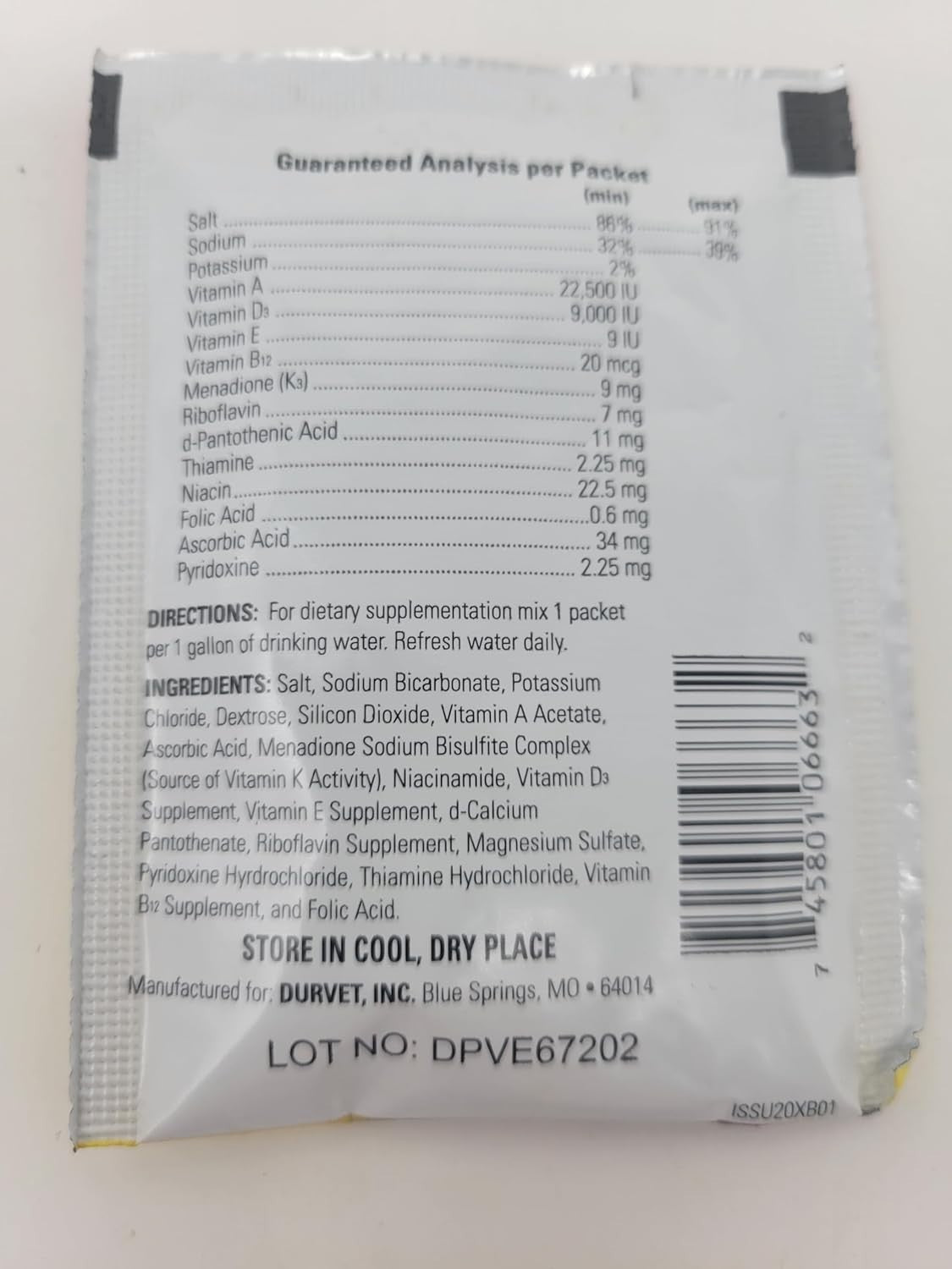 Vitamins & Electrolytes for Poultry 5 Gram 3 Pack Makes 3 Gallons
