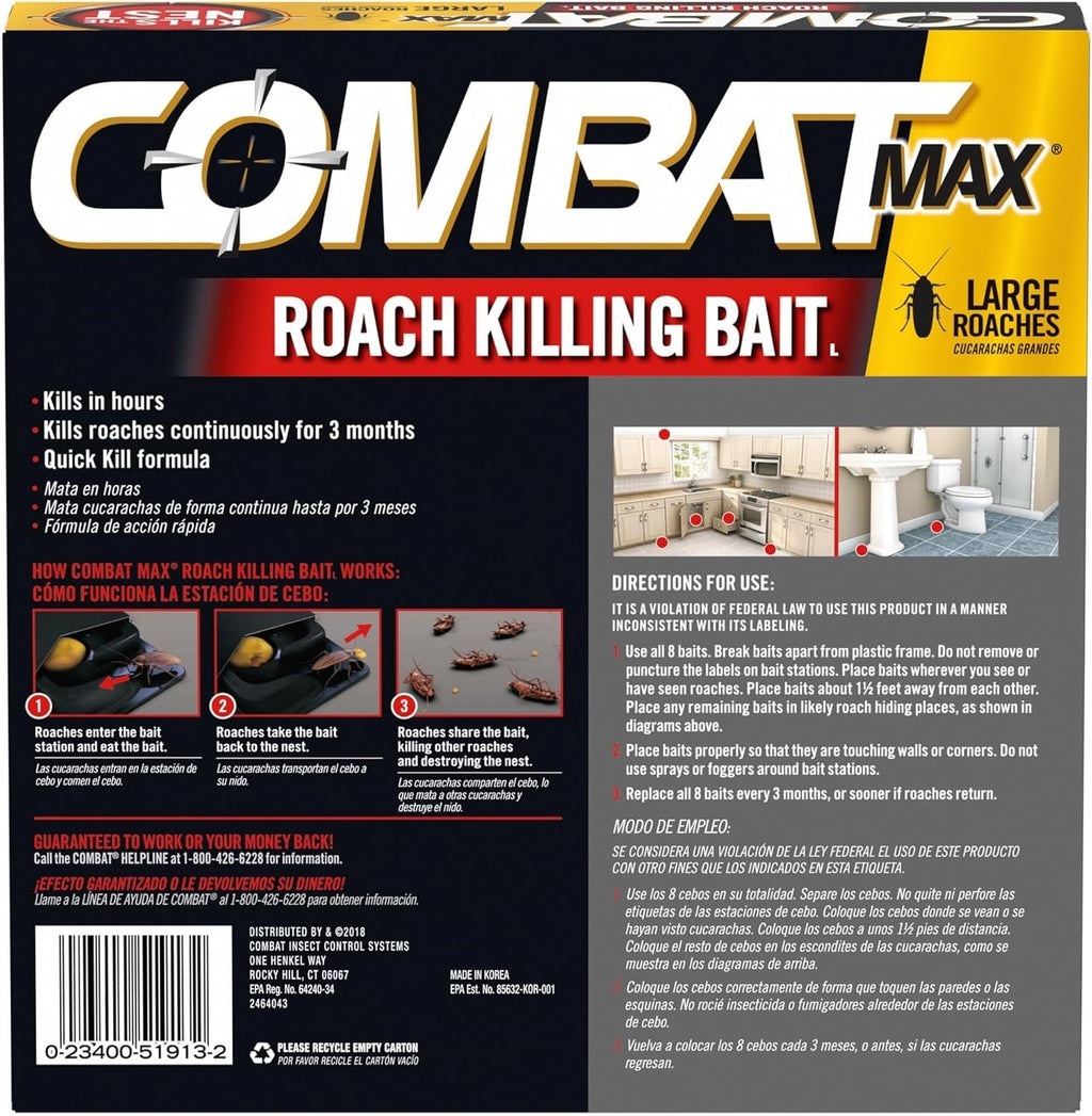 Combat Max Large Roach Killing Bait, 18 count (Pack of 1) ,Domino-Effect