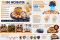 18 Egg Incubator for Hatching Eggs Automatic Turner Humidity Control Candler