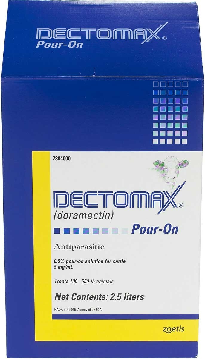 new Pouron Cattle Dewormer roundworms lungworms grubs lice and mites 2.5 Liter