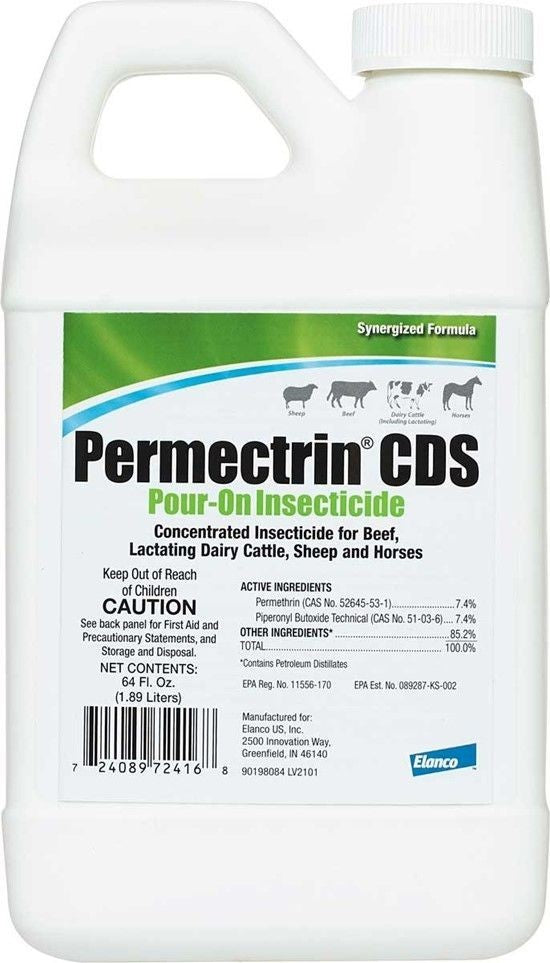 Pour-On Livestock Formula for Cattle Sheep Horses Farm Insecticide 1/2 Gallon