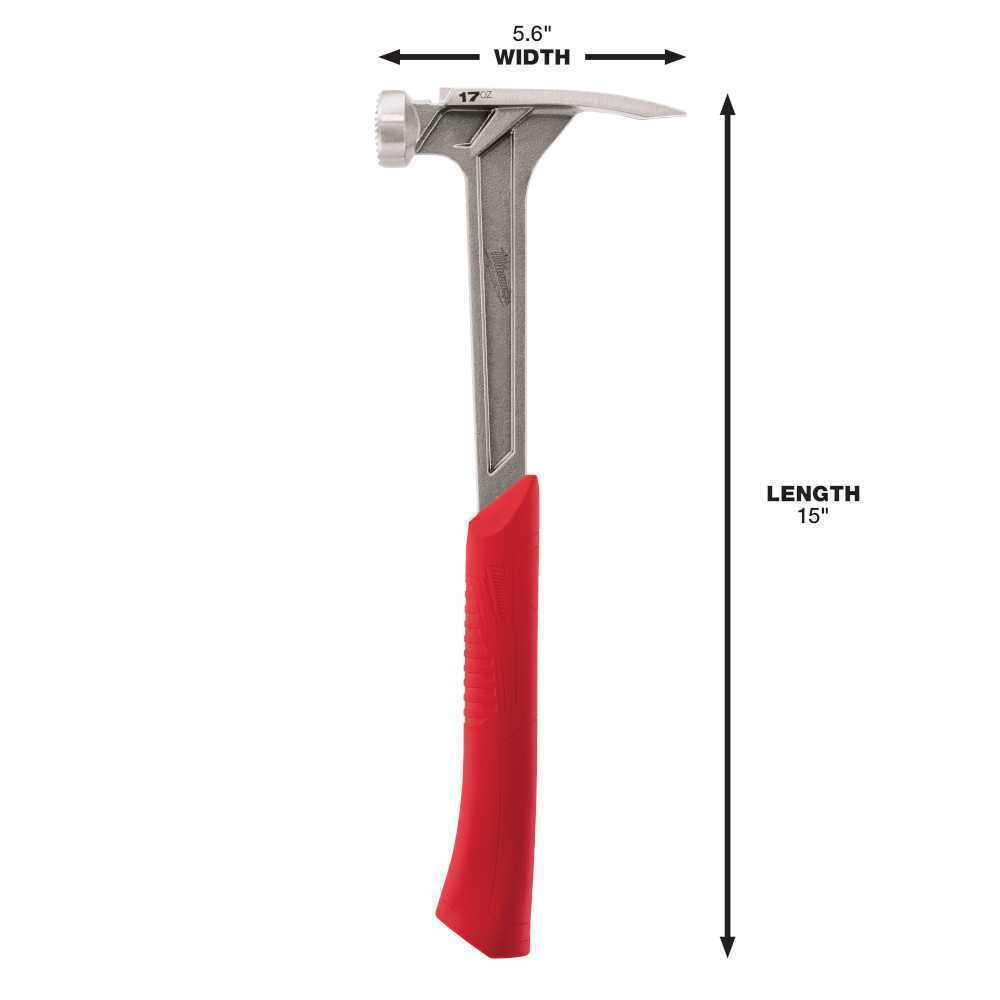 Milwaukee Milled Face Framing Hammer - Red (48-22-9016) Free Shipping