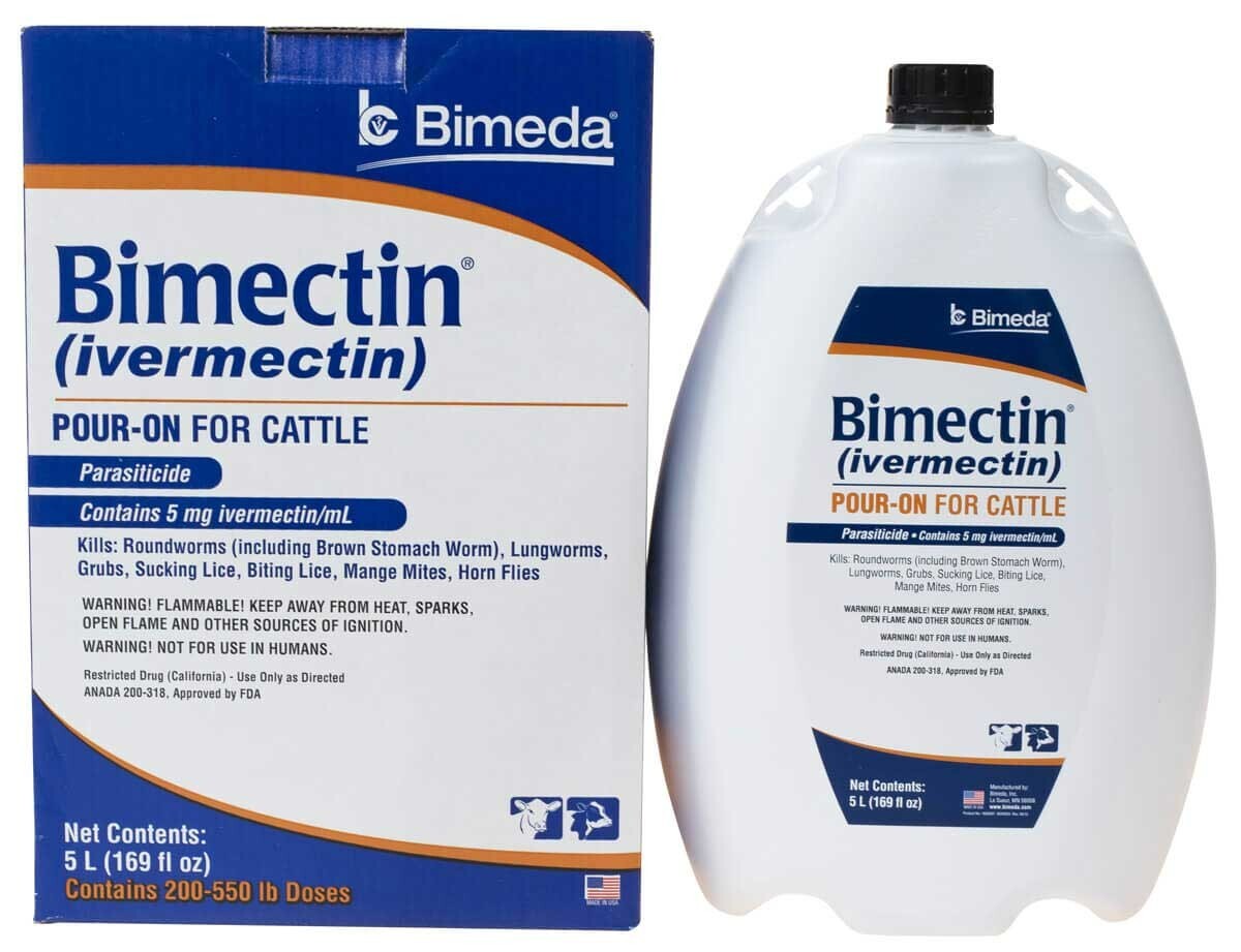 new POUR-ON CATTLE COW DEWORMER  For roundworms lungworms grubs lice 5 Liter