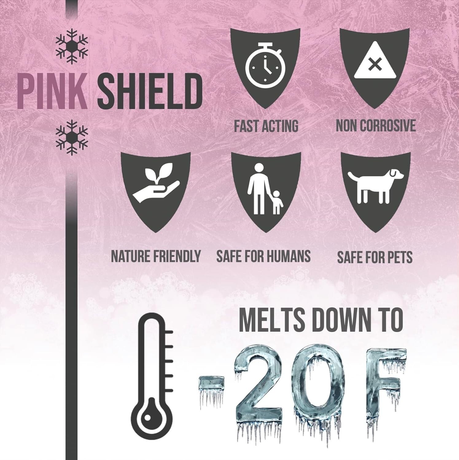 Pink Snow Shield Ice Melt 50 LBS  A Pet Safe Ice Melt That is Effective Below
