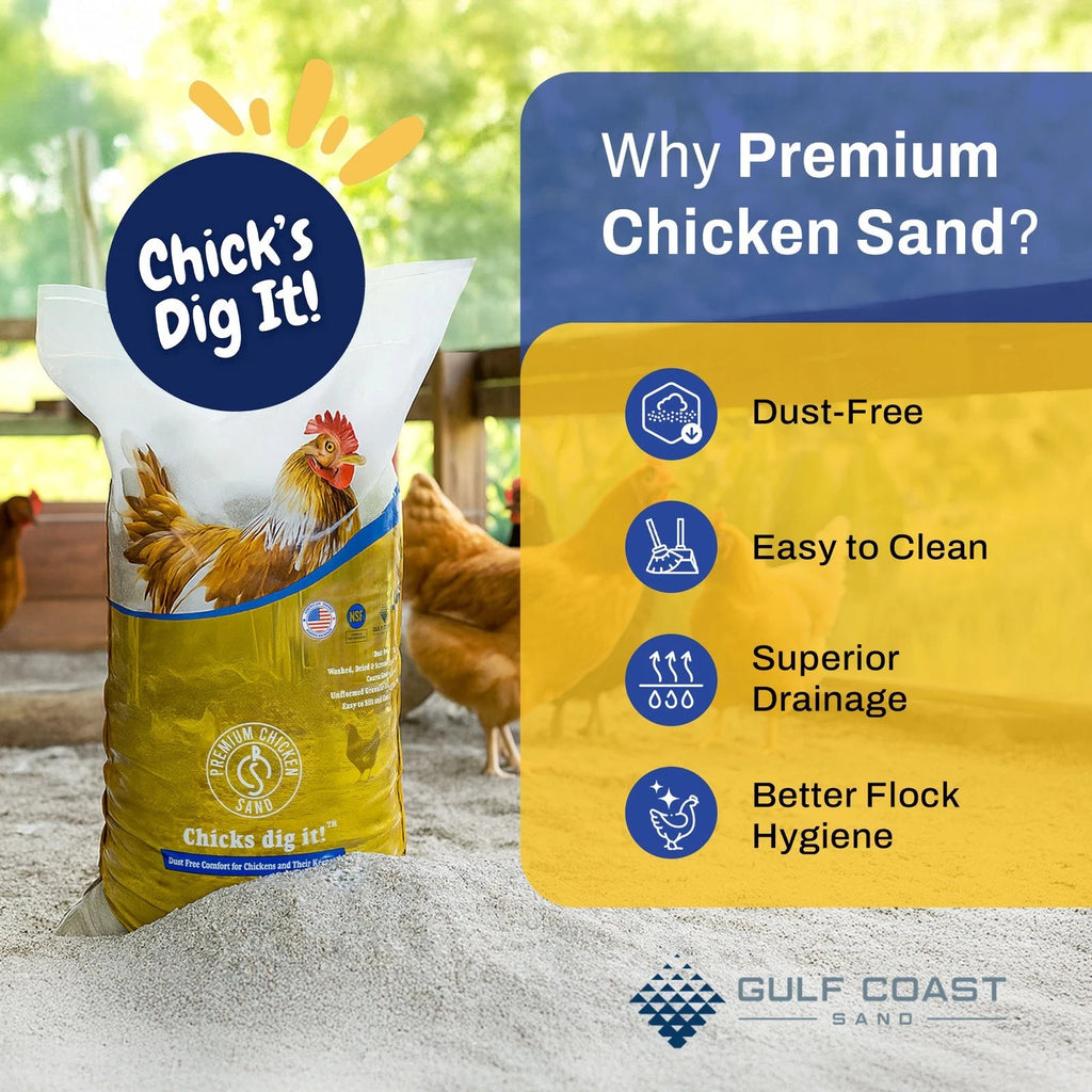 Premium Chicken Sand, Odor Eliminating Bedding for Coops, 50 Lb Bag, 4 Pack