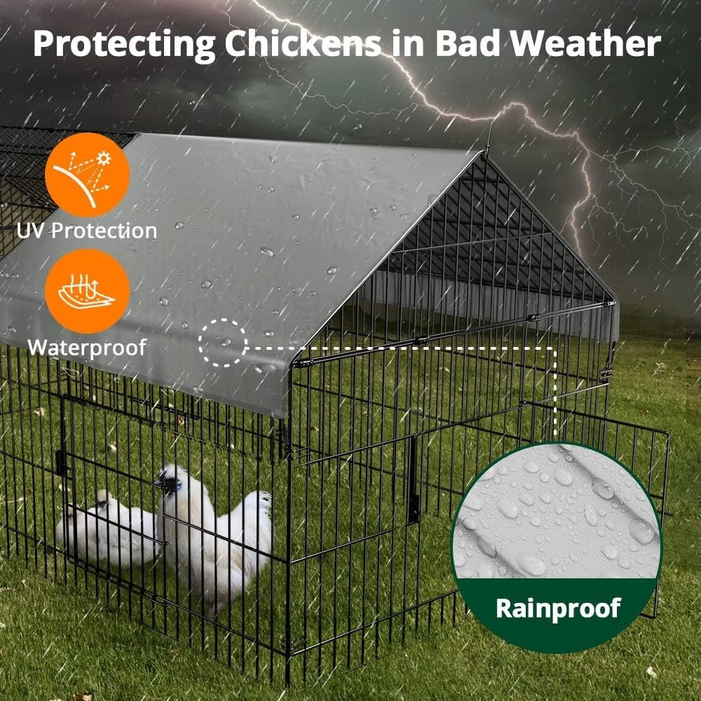 Chicken Coop 86"×40" Chicken Run Pen for Yard with Cover Outdoor Metal Portable
