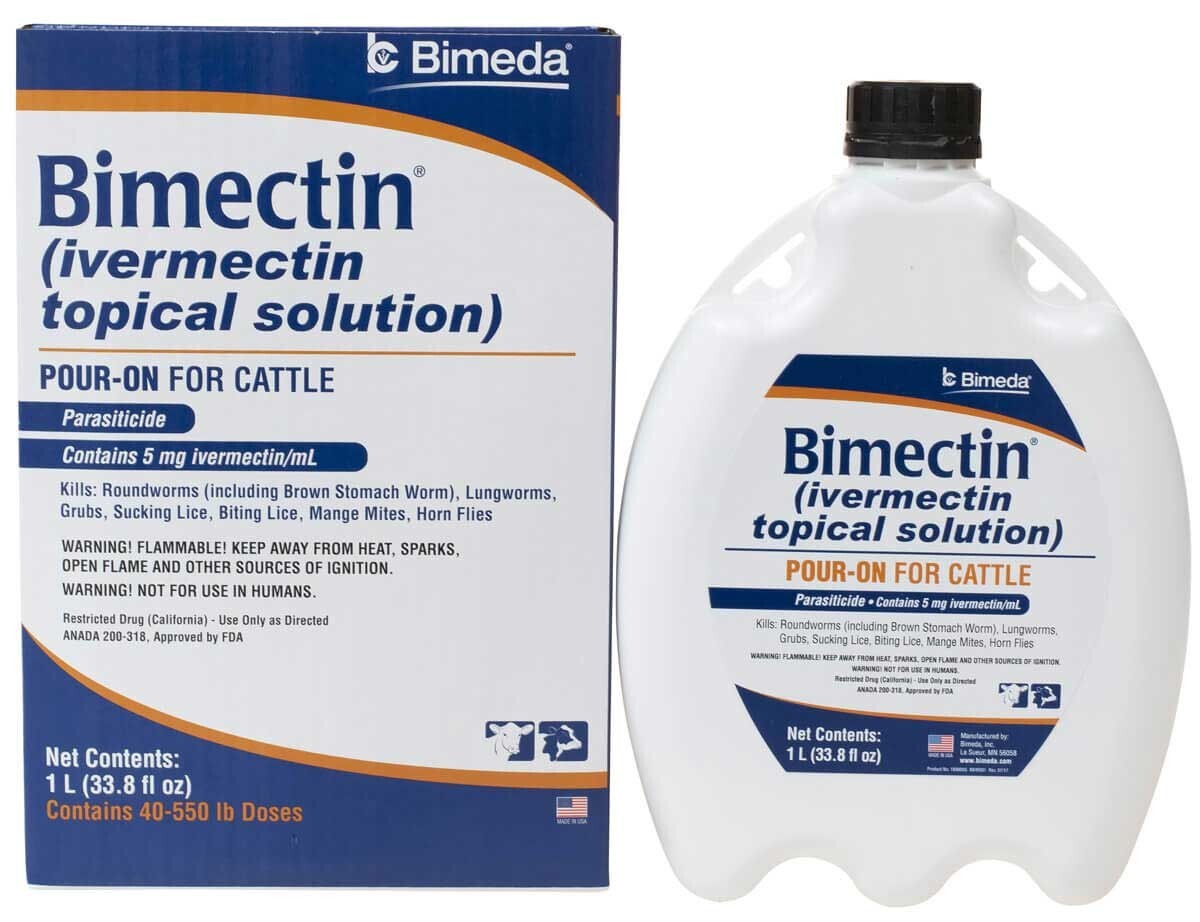 new POUR-ON CATTLE COW DEWORMER  For roundworms lungworms grubs lice 1 Liter
