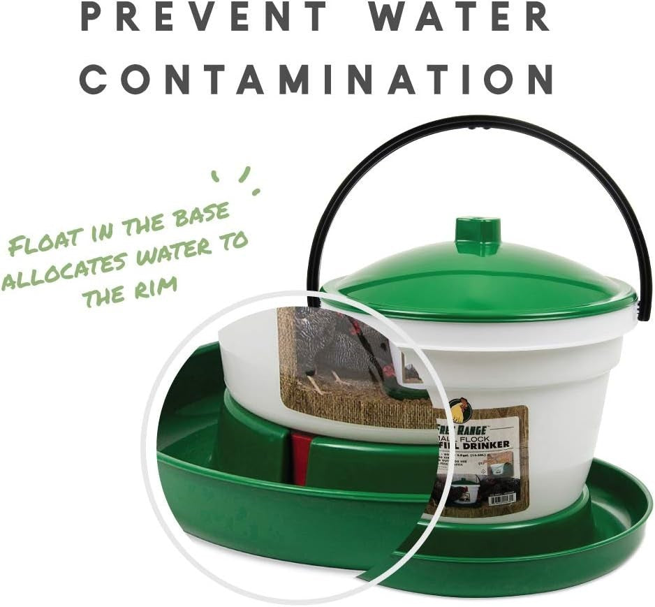 Large Flock Easy Fill Poultry Drinker 6.25 Gallon BPA Free Waterer