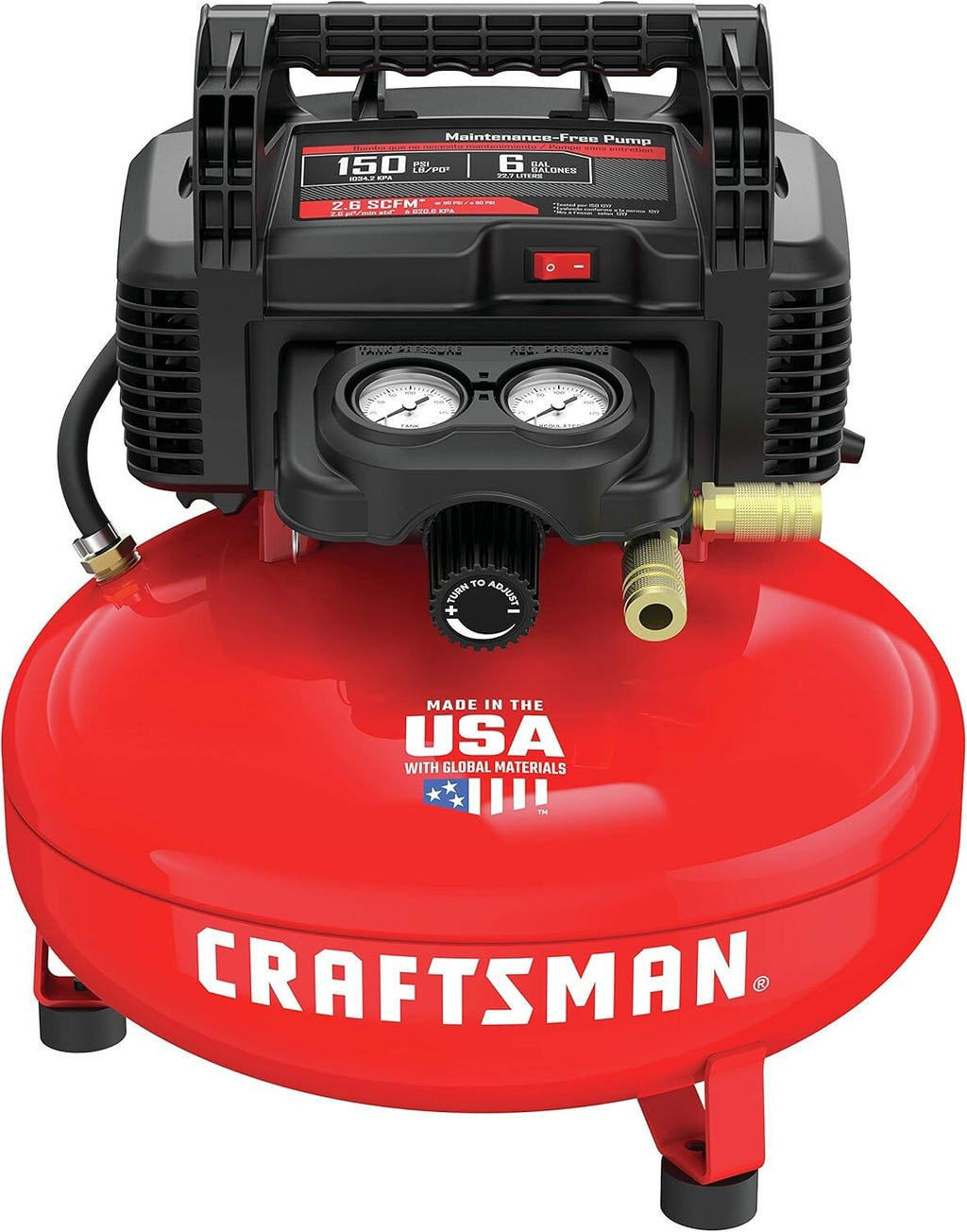new Air Compressor 6 Gallon Pancake OilFree with 13 Piece Accessory Ki