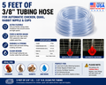 5 Ft Clear PVC Tubing 3/8" ID x 1/2" OD for Chicken Quail Rabbit Watering System