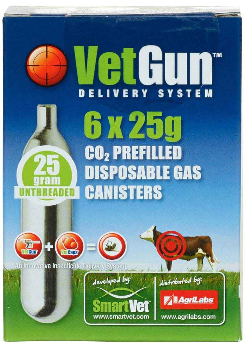 CO2 Propellant for VetGun Livestock Health Supplies 6x25gm cartridge 90 discharg