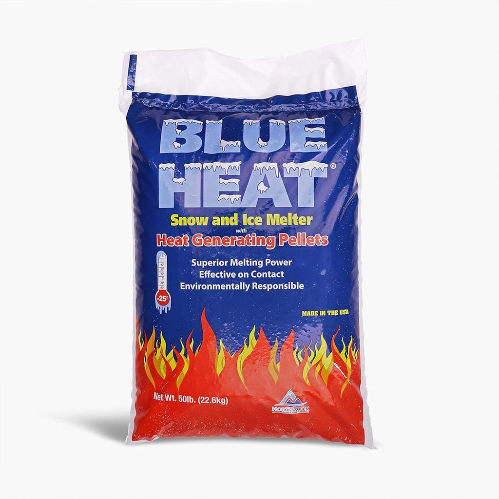 Heat Ice Melt Pellets Blue Calcium Blend Deicer Snow Melter for Driveway 50 lb