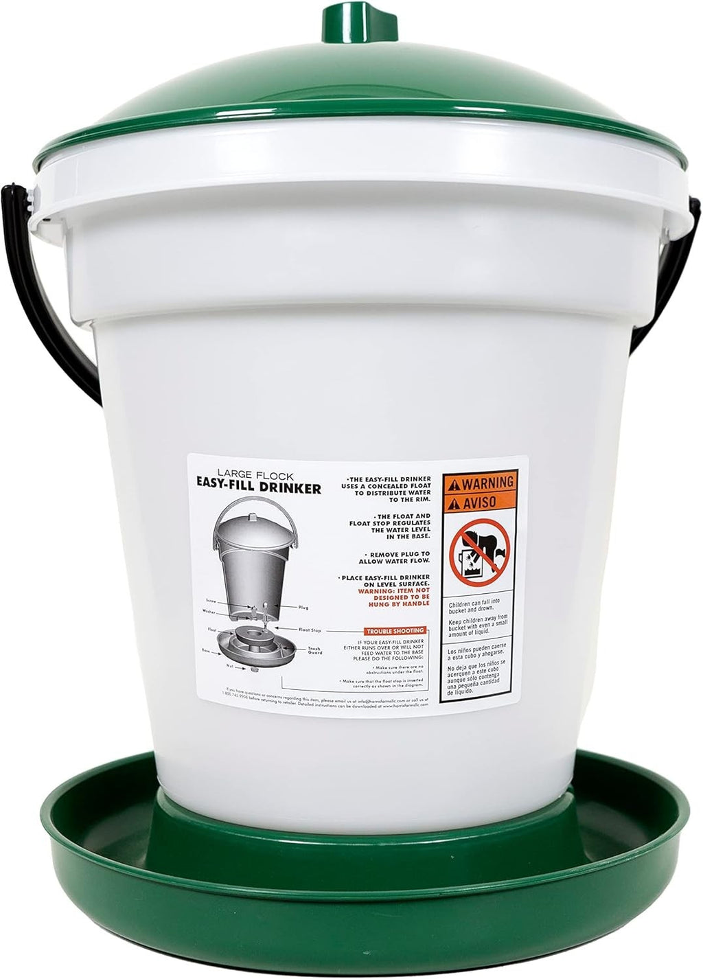 Large Flock Easy Fill Poultry Drinker 6.25 Gallon BPA Free Waterer