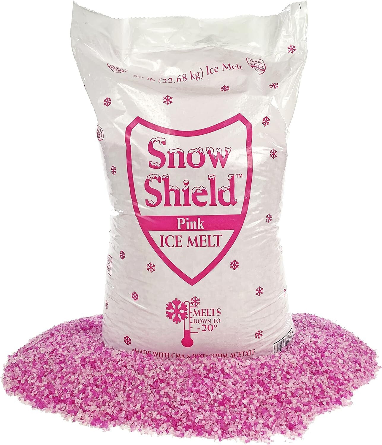 Pink Snow Shield Ice Melt 50 LBS  A Pet Safe Ice Melt That is Effective Below