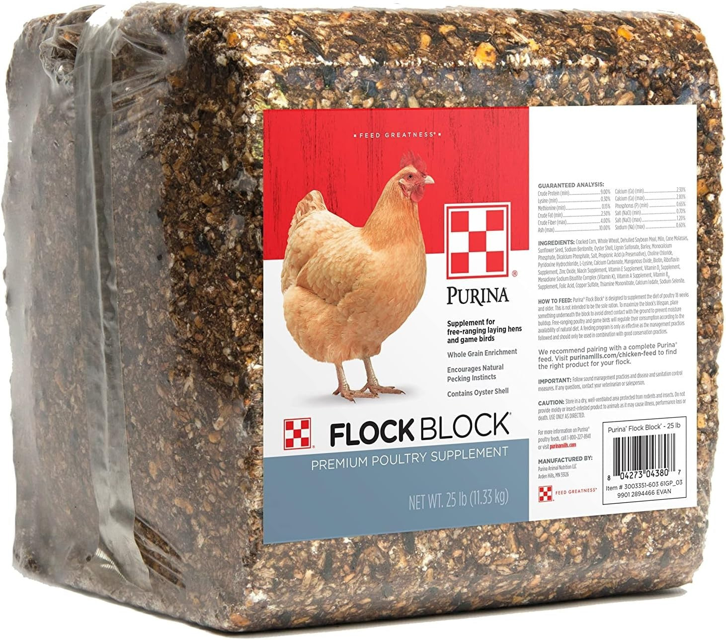 25 lbs  Flock Block Supplement, Chicken Supplement for Free-Ranging Laying Hens