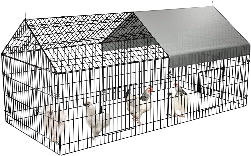 Chicken Coop 86"×40" Chicken Run Pen for Yard with Cover Outdoor Metal Portable