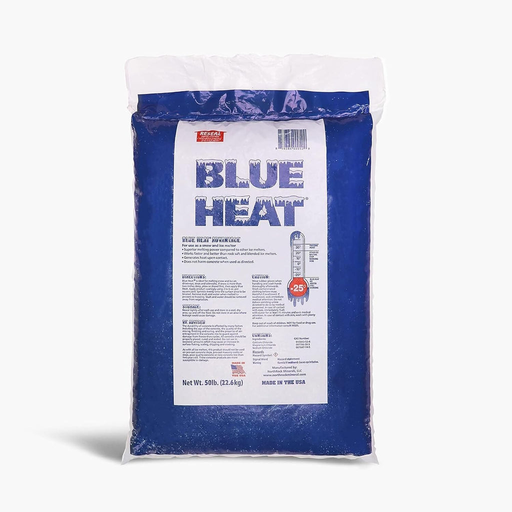 Heat Ice Melt Pellets Blue Calcium Blend Deicer Snow Melter for Driveway 50 lb