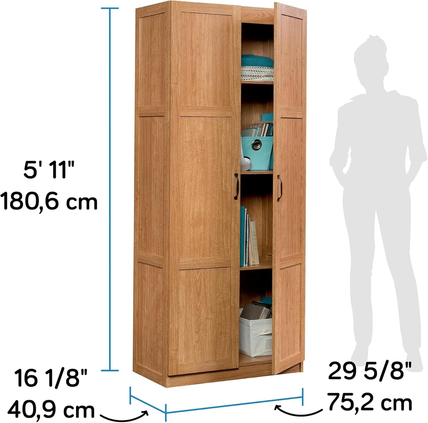 Storage Cabinet, Pantry Cabinet Kitchen Storage with Adjustable Shelves, Bathroo