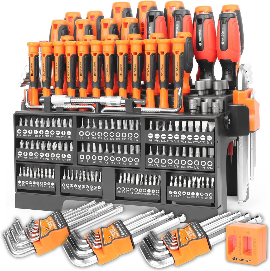 Magnetic Screwdrivers Set Plastic Racking DIY Tools Set Tools for Men 175 piece