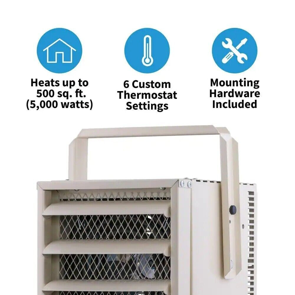 Ceiling-Mounted 240V Electric Shop Garage Heater – 17,060 BTU, 5000-Watt