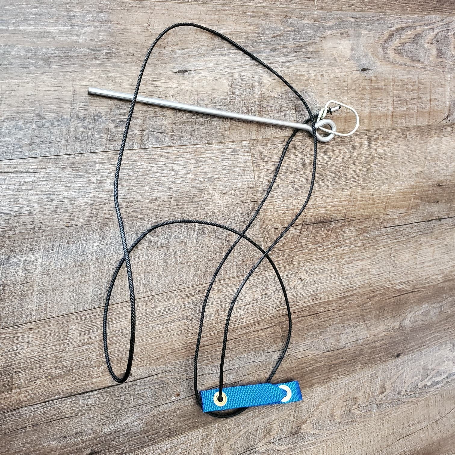 Doubled Nylon Hitch on Nylon Cord with Metal Swivel & Stakes ~8' for gallo