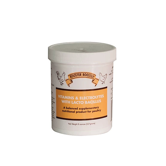 Rooster Booster Vitamins & Electrolytes with Lactobacillus Poultry Supplement, 8 oz.