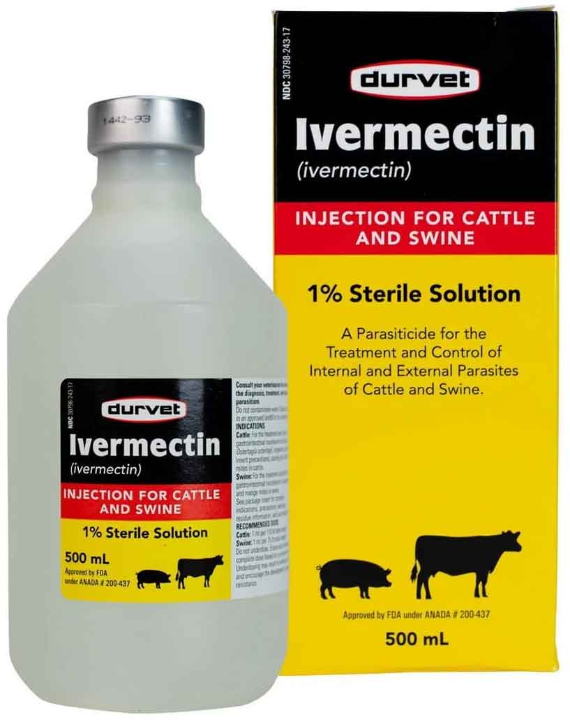 Durvet Ivermectin Injection 1% Sterile Solution for Cattle & Swine