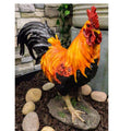 Country Farm Chicken Morning Crow Alpha Rooster Figurine Large Statue Home Decor 15" Tall Hand Painted Composite Resin