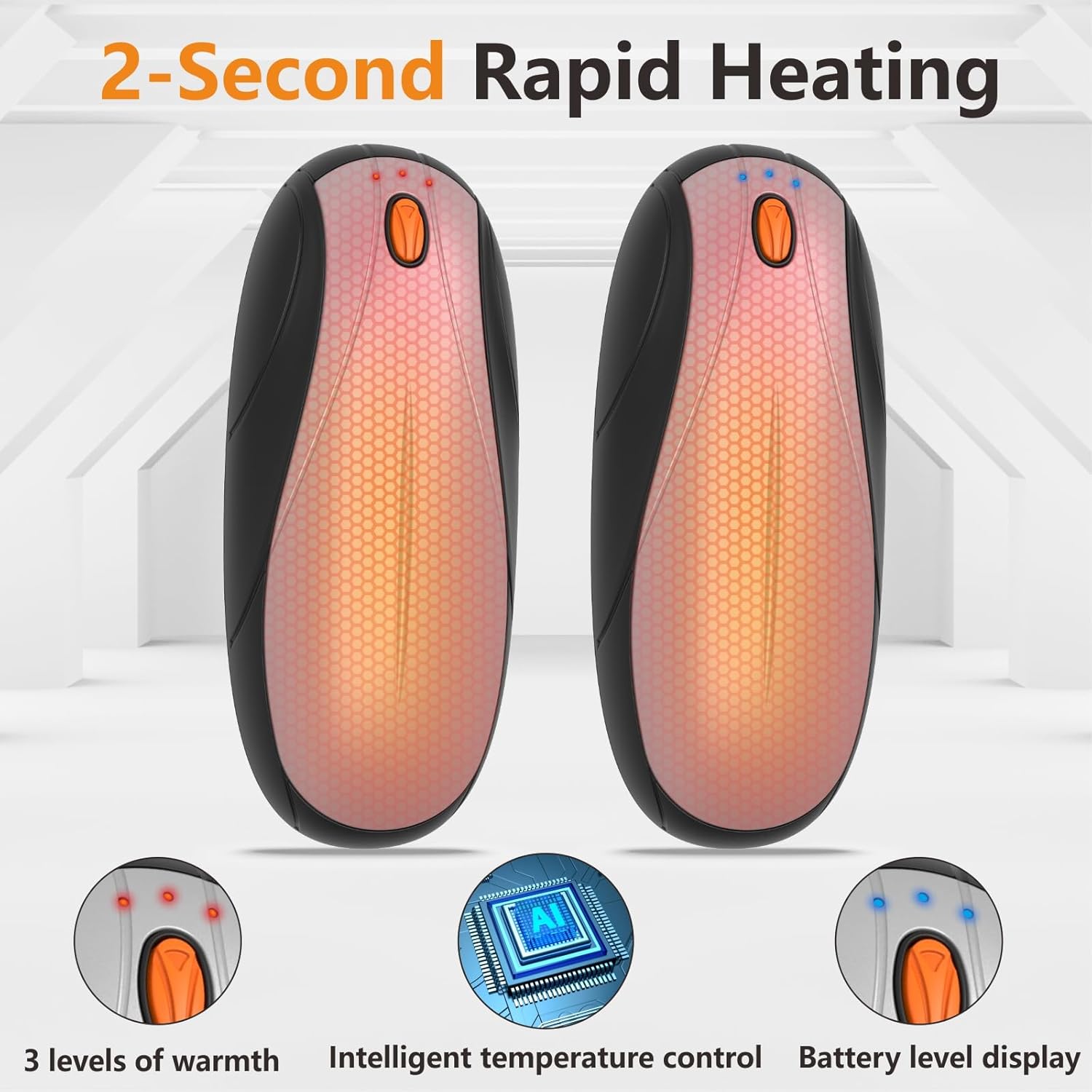 Rechargeable Hand Warmers 2-Pack 14000mAh Quick Charge Portable Heater Gifts