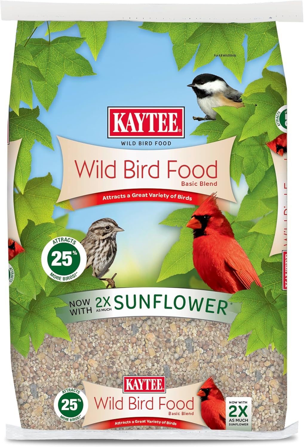 Wild Bird Food, 40 Pound Grain Products, Black Oil Sunflower Seed, Vitamin A Supplement, Vitamin D3 Supplement