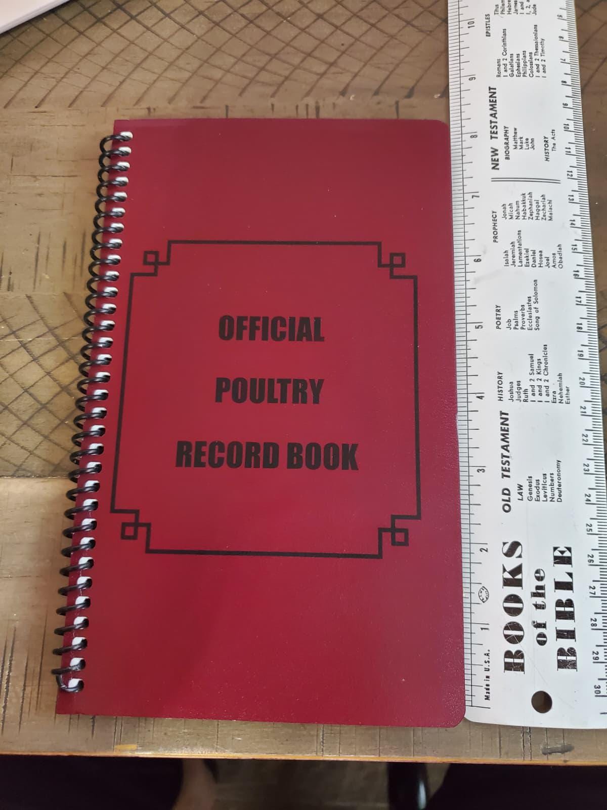 Official Poultry Record Book Heavy Weight Paper Spiral Bound with 15 Breeding Pages & 5 Blank Notes Libro oficial de registro de aves de cor