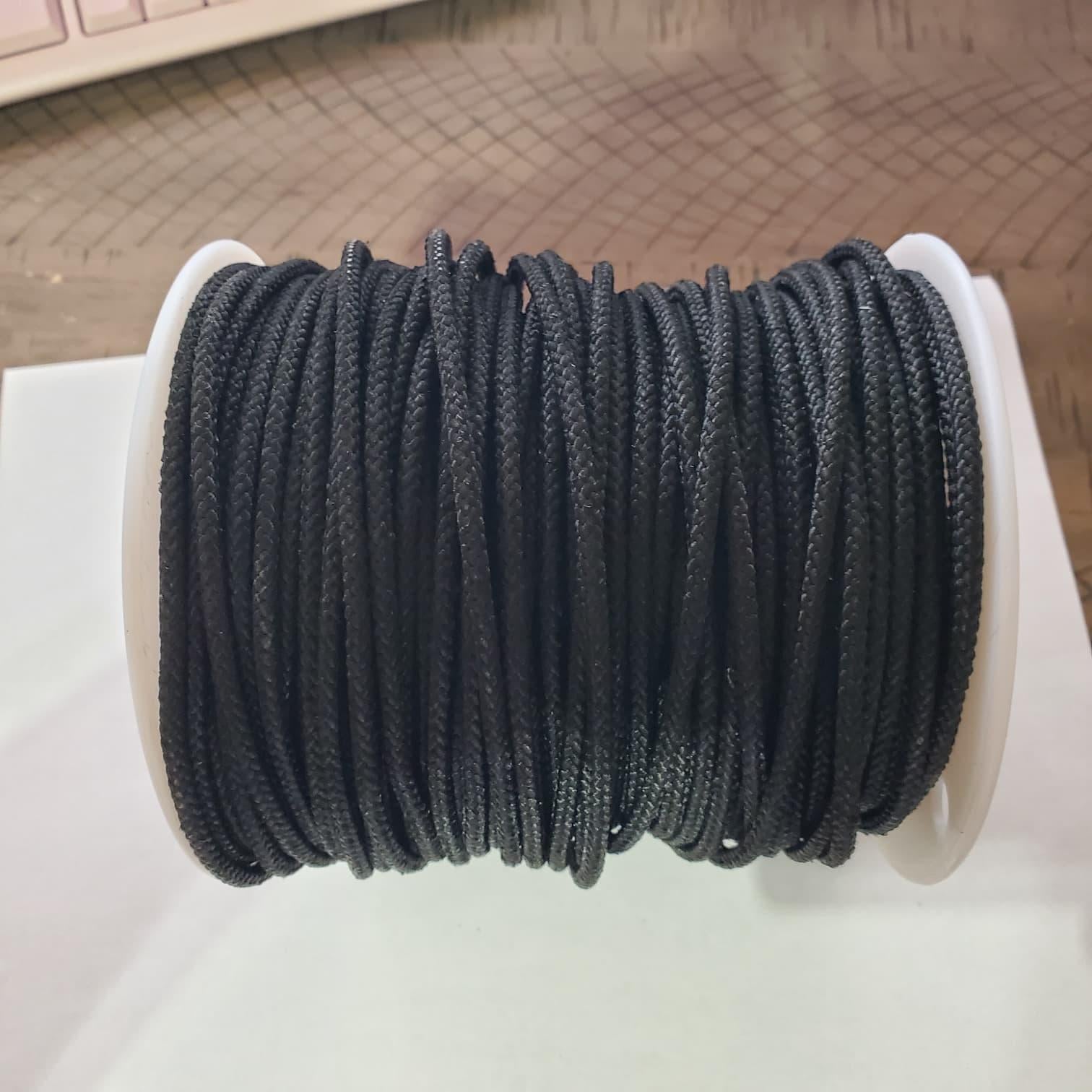 200feet Black treated nylon, diamond braid cord 5/32" poultry chicken gallo