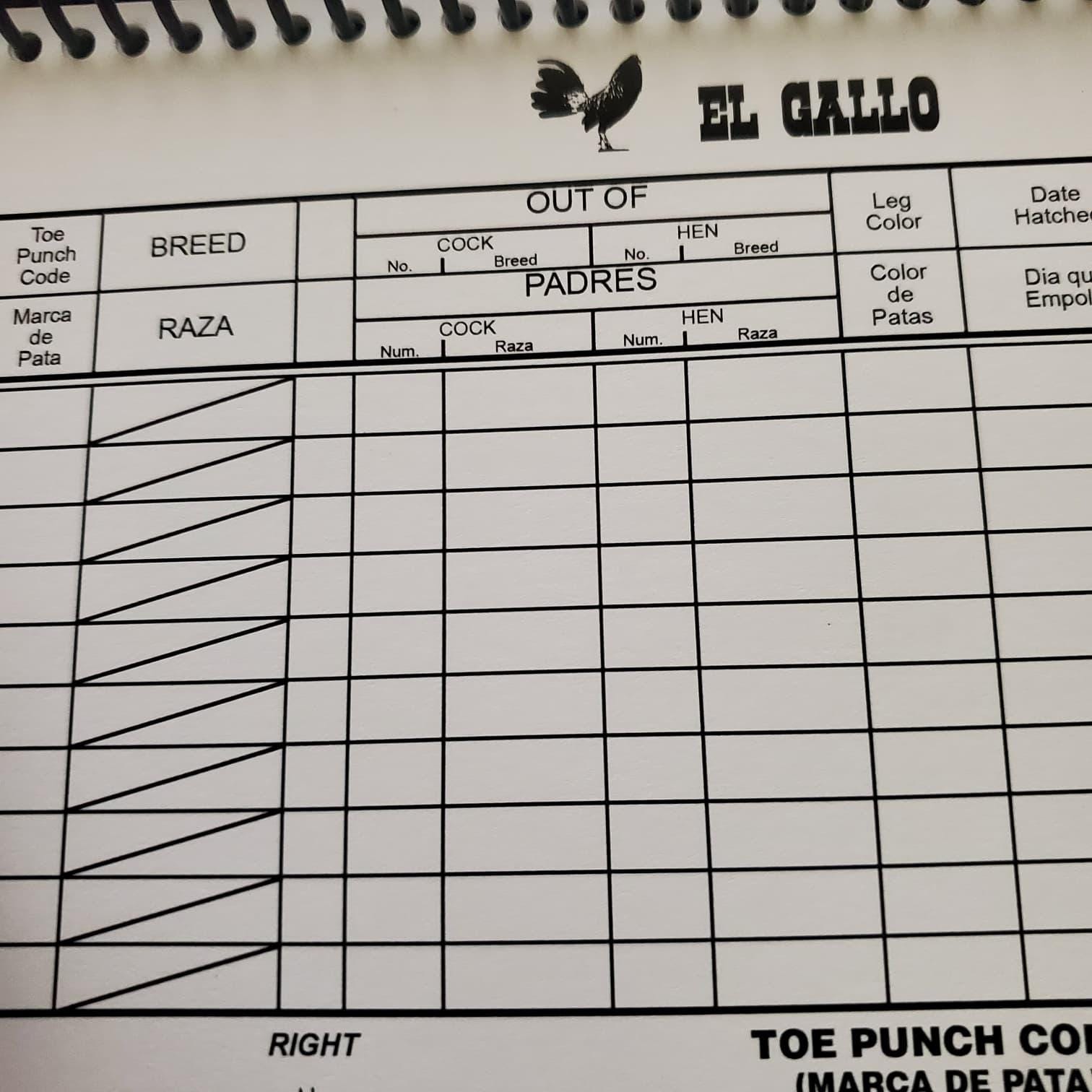 El Gallo Breeding Register Tracking Book for Poultry Chicken Gallos with Gold Chicken Design Essential for Managing Breeding Records