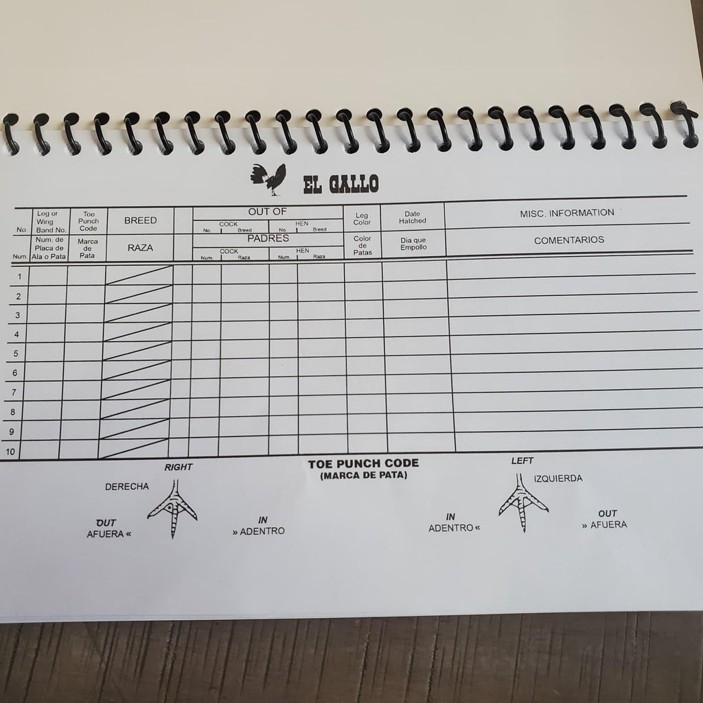 Breeding Register Tracking Book Poultry Chicken Gallos Official Poultry Record Book - Heavy Weight Paper Spiral Bound