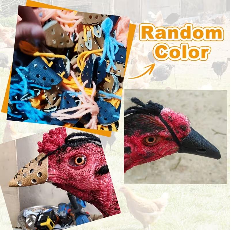 Poultry Special Muzzle Durable Leather AntiBite Pecking Prevention for Roosters Adjustable Straps & Secure Fit