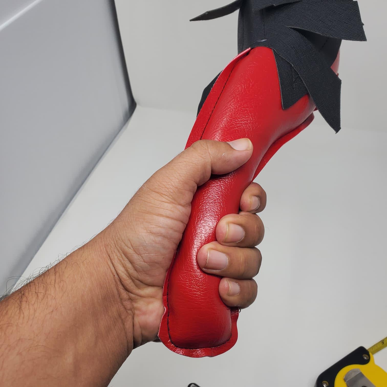 Handmade Synthetic Leather Dummy Rooster - Red and Black Artisanal Chicken Figure for Crafters - Muñeco Artesanal Gallo
