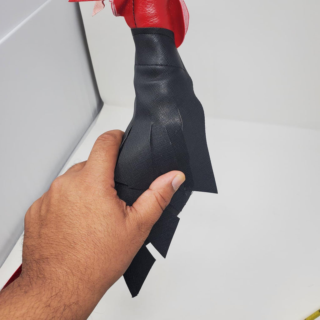 Handmade Synthetic Leather Dummy Rooster - Red and Black Artisanal Chicken Figure for Crafters - Muñeco Artesanal Gallo