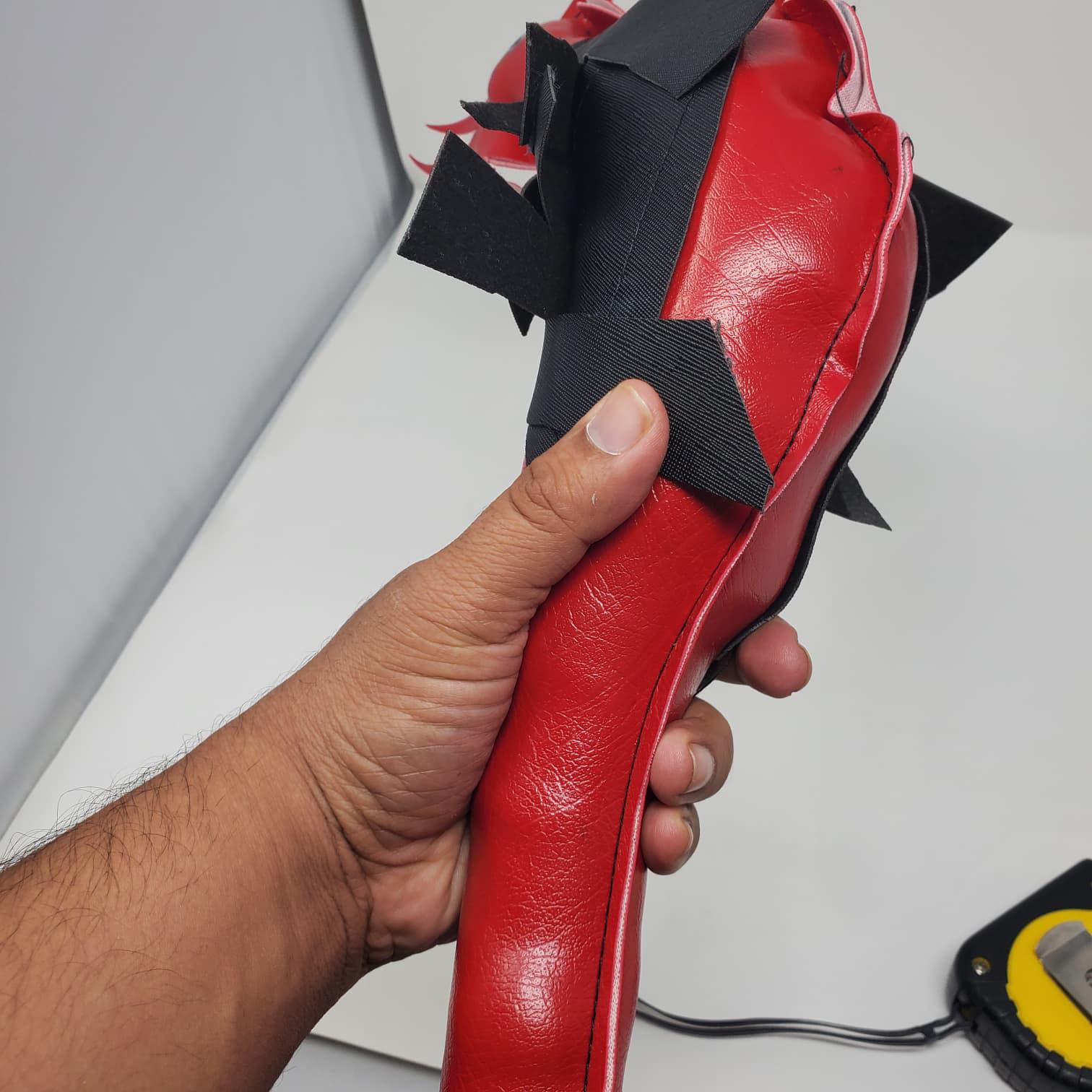 Handmade Synthetic Leather Dummy Rooster - Red and Black Artisanal Chicken Figure for Crafters - Muñeco Artesanal Gallo