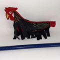 Handmade Synthetic Leather Dummy Rooster - Red and Black Artisanal Chicken Figure for Crafters - Muñeco Artesanal Gallo