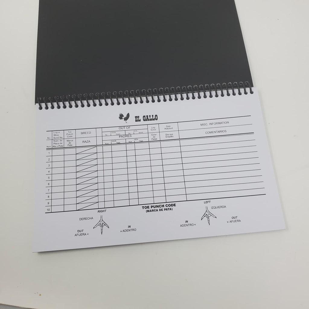 Rooster Breeding Record Book  Spiral Bound Poultry Log for Gamefowl & Chicken Breeders 9.5inch long 6inch wide-upgraded design