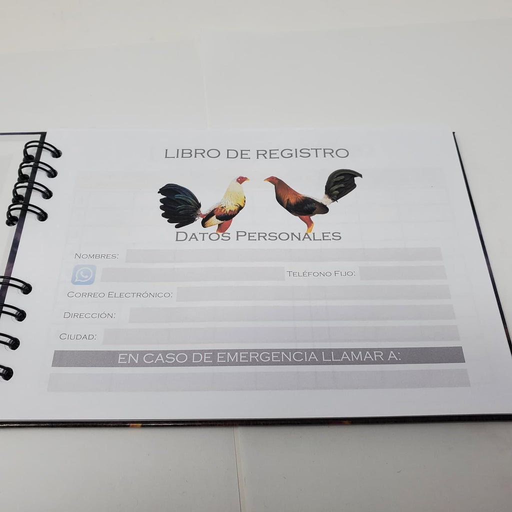 Spanish Gamefowl Breeding Record Book | Libro de Registro para Gallos | Poultry Pedigree Log Book | Spiral Bound Farm Notebook