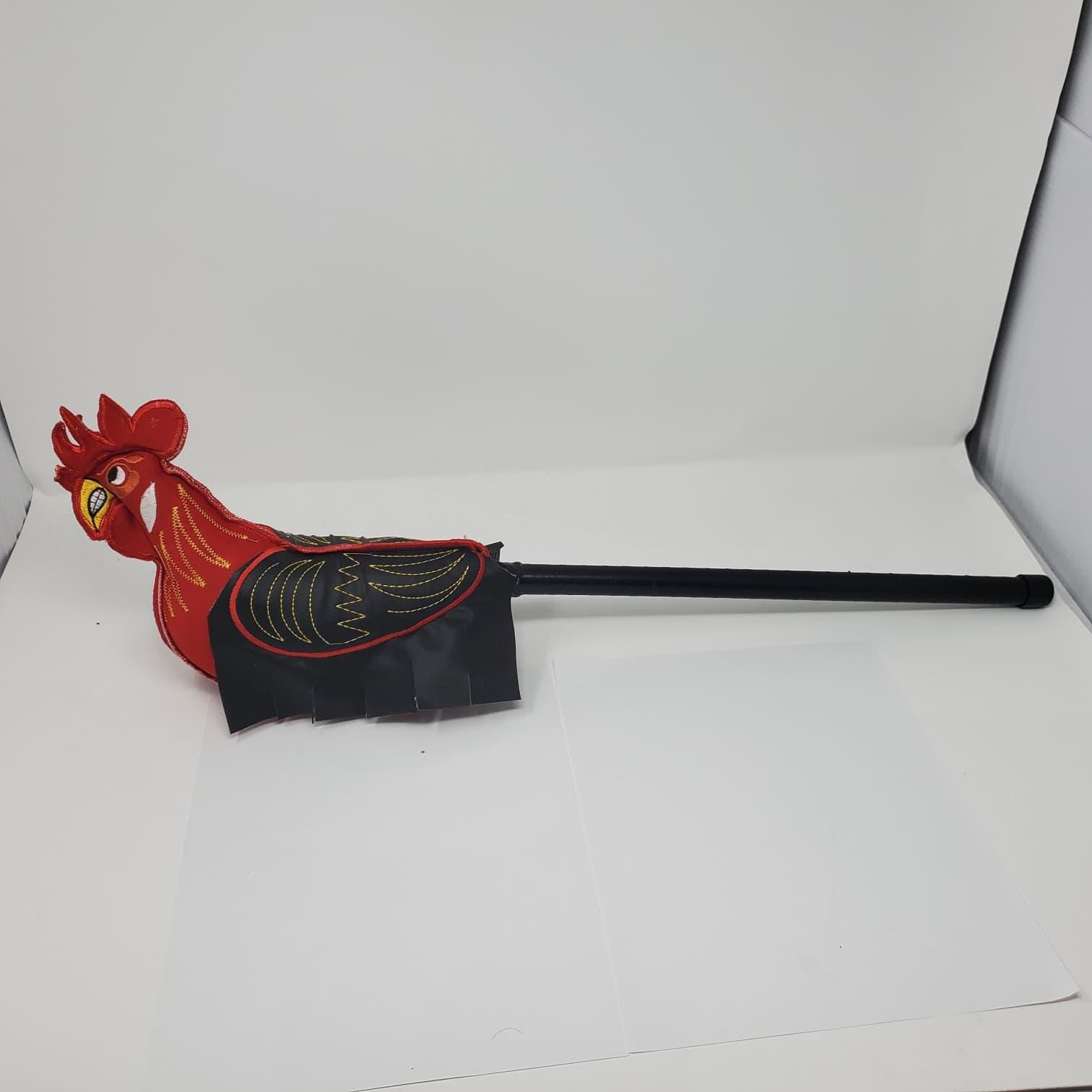 Handmade Rooster Training Stick | Embroidered Faux Leather Rooster Cover | Traditional Poultry Training Accessory | Mona Cuerina Bordada