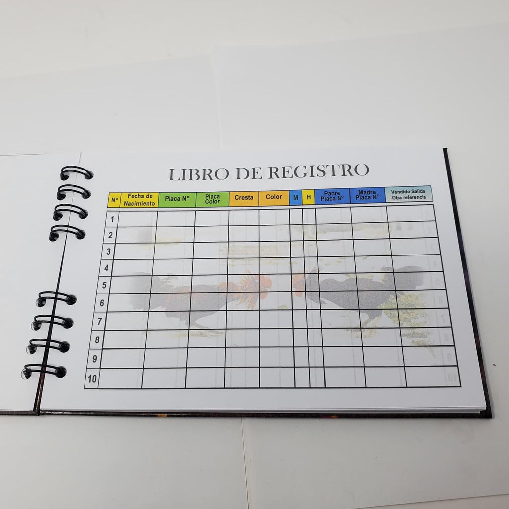 Spanish Gamefowl Breeding Record Book | Libro de Registro para Gallos | Poultry Pedigree Log Book | Spiral Bound Farm Notebook