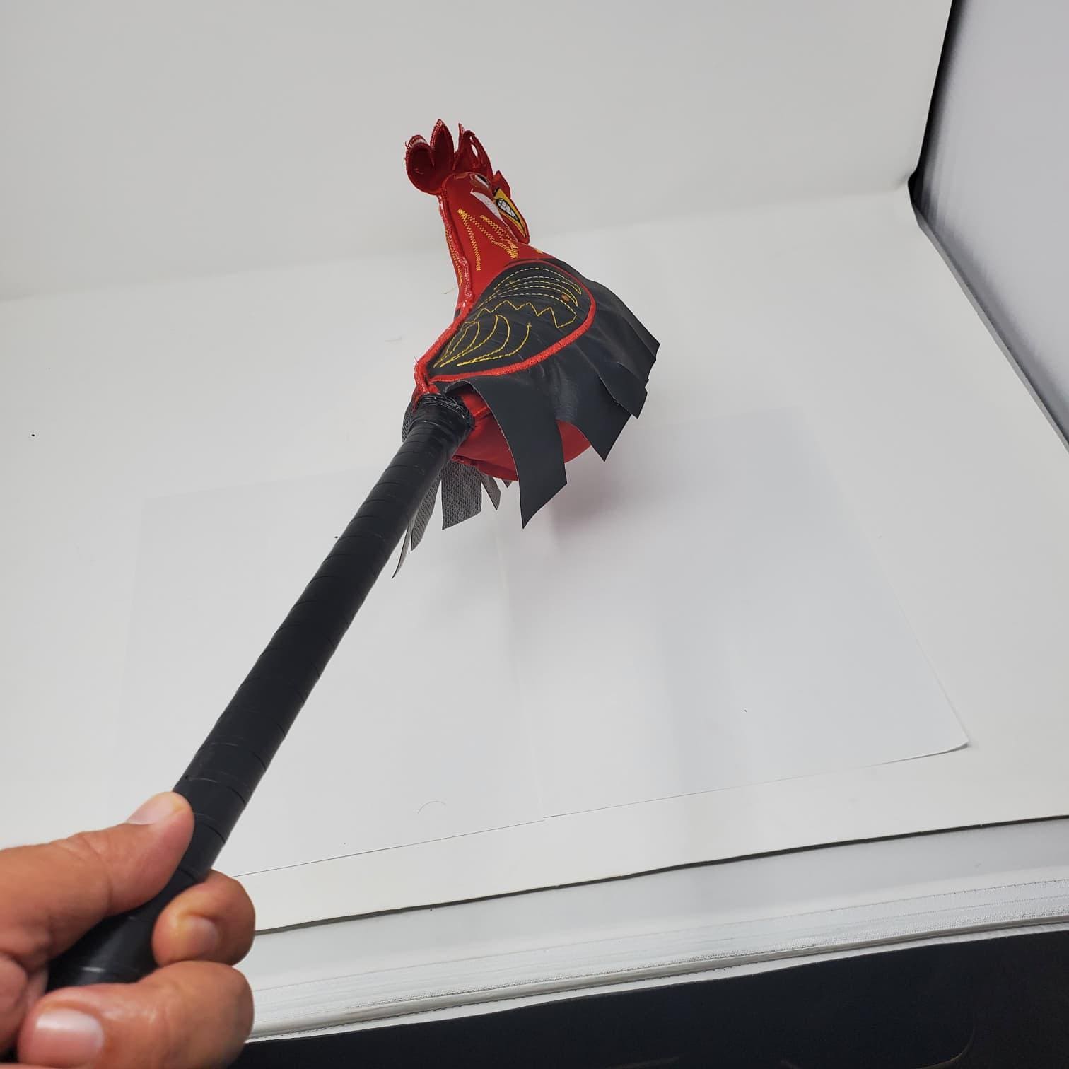 Handmade Rooster Training Stick | Embroidered Faux Leather Rooster Cover | Traditional Poultry Training Accessory | Mona Cuerina Bordada