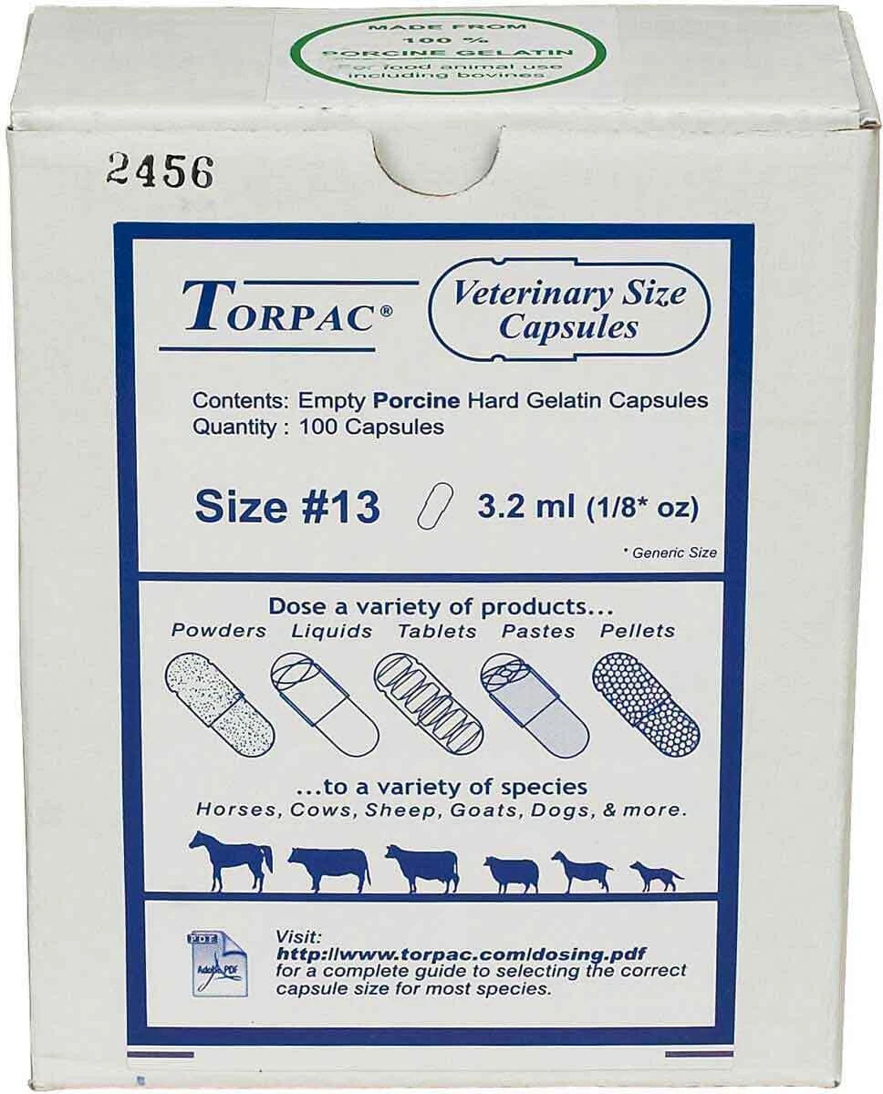 Veterinary Size Gelatin Capsules  1/8oz 1/2oz 1oz  horses, cows, sheep, goats