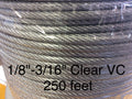 Clear Vinyl Coated Steel Aircraft Cable Wire Rope 250' 1/8" VC 3/16" 7x7 Diameter 1/8"-3/16" Clear VC 250 Feet Length