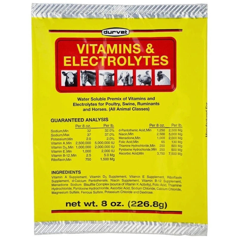 Durvet Vitamins & Electrolytes Water Soluble Premix – 8 oz.