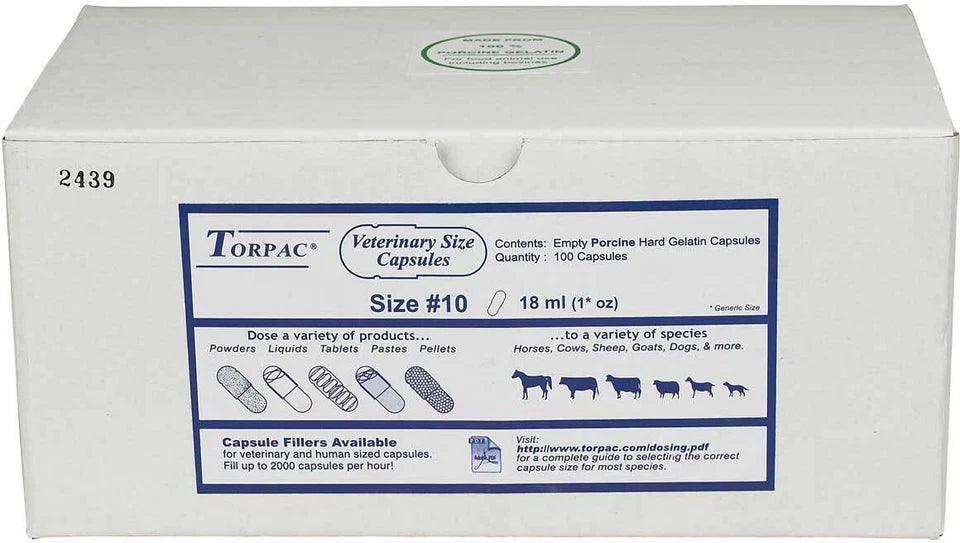Veterinary Size Gelatin Capsules  1/8oz 1/2oz 1oz  horses, cows, sheep, goats