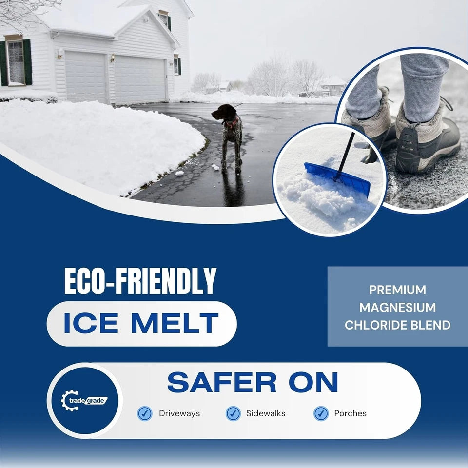 Pet Friendly Ice Melt Fast-Acting Magnesium Chloride Formula Safer for Pets