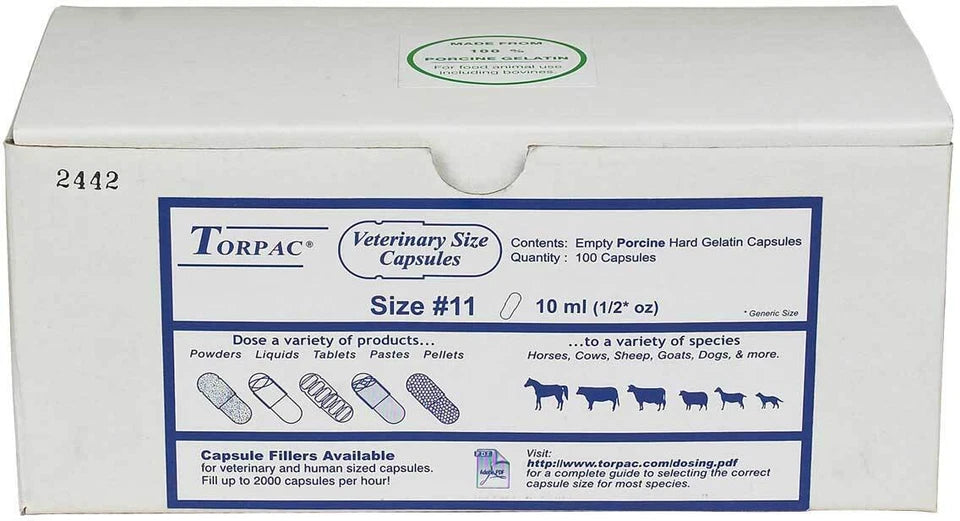 Veterinary Size Gelatin Capsules  1/8oz 1/2oz 1oz  horses, cows, sheep, goats